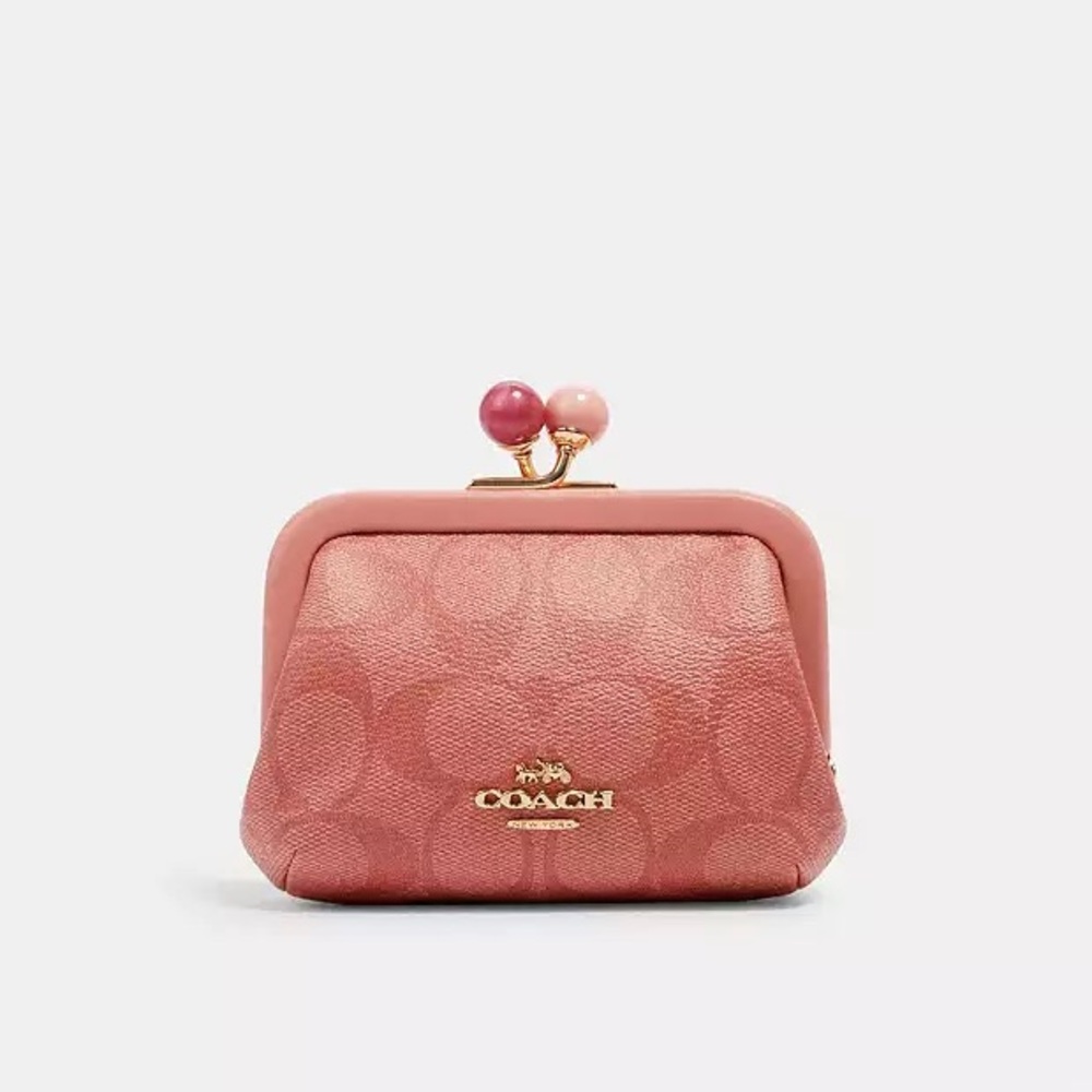 Coach Nora Kisslock Signature Pink coin case